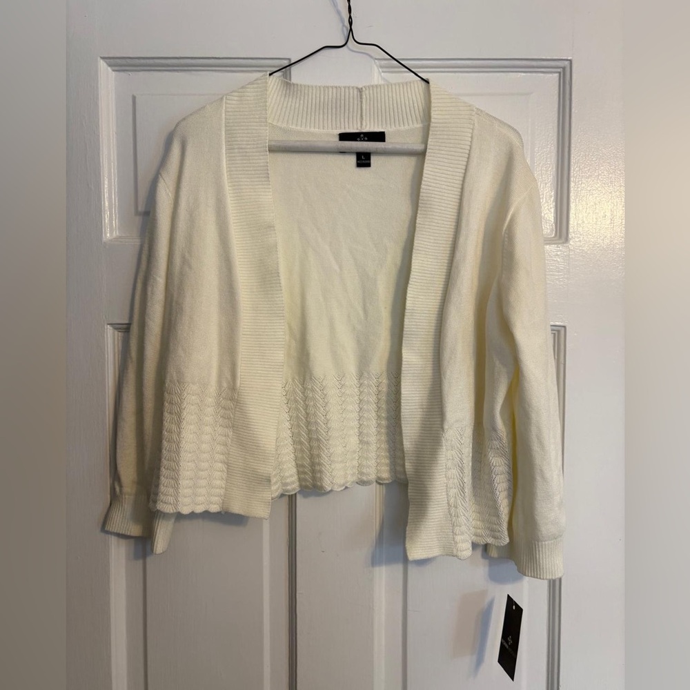 Cream Open-Front Cardigan